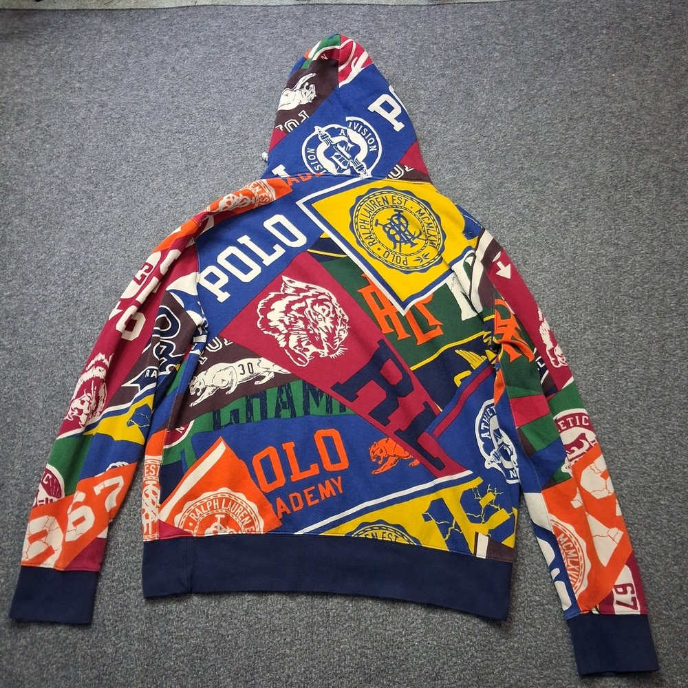 Ralph Lauren Polo Varsity Pennant Print Fleece Sportsman Sweatshirt Hoodie L - Picture 9 of 13